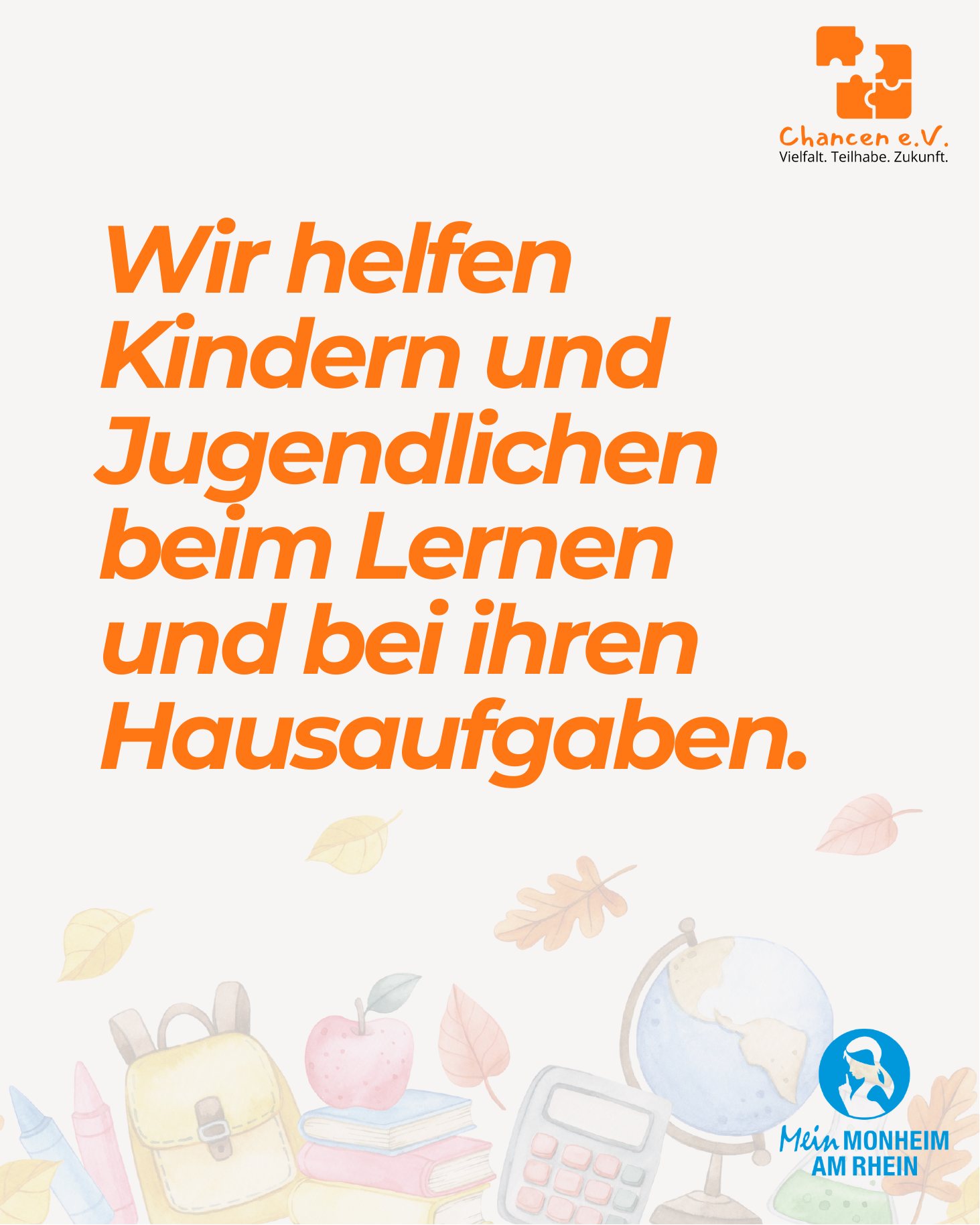 Flyer Seite 2: Lernen und Hausaufgaben gemeinsam angehen
