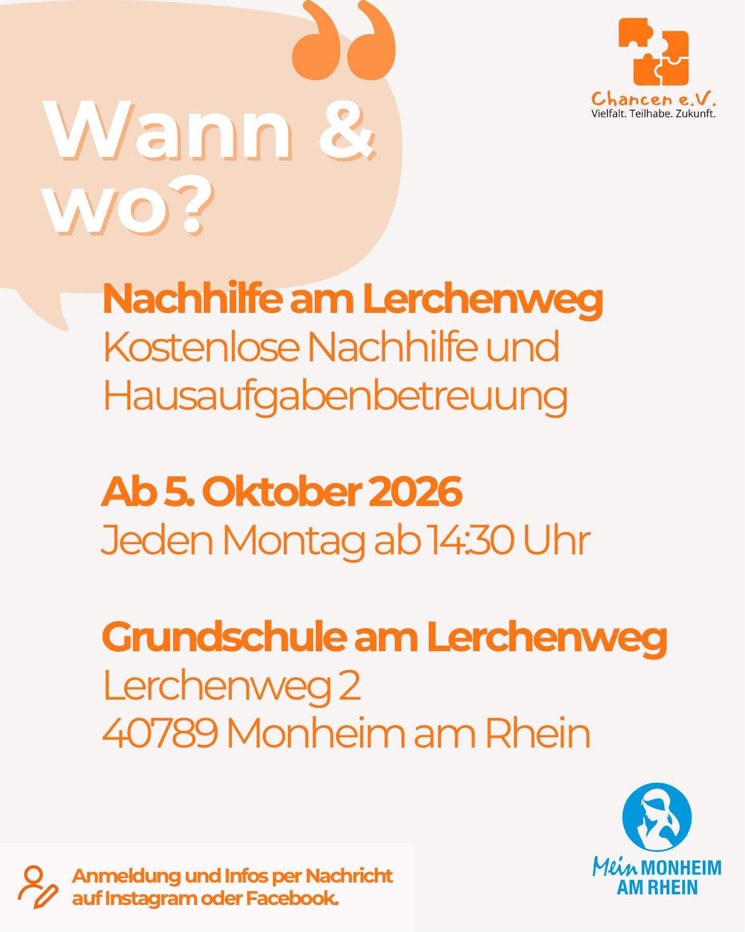 Flyer Seite 3: Montags an der Grundschule am Lerchenweg