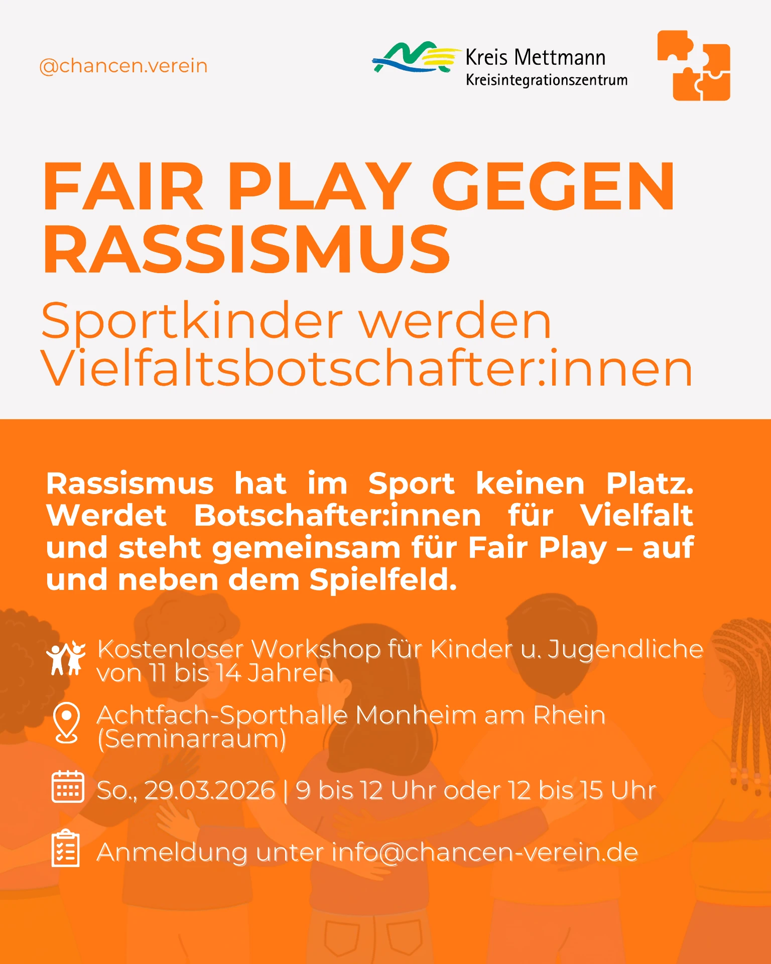 Ankündigung des Workshops „Fair Play gegen Rassismus – Sportkinder werden Vielfaltsbotschafter:innen“